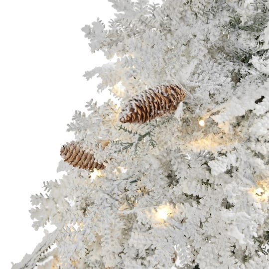 5ft. Pre-Lit Flocked Montana Down Swept Spruce Artificial Christmas Tree with Clear LED Lights